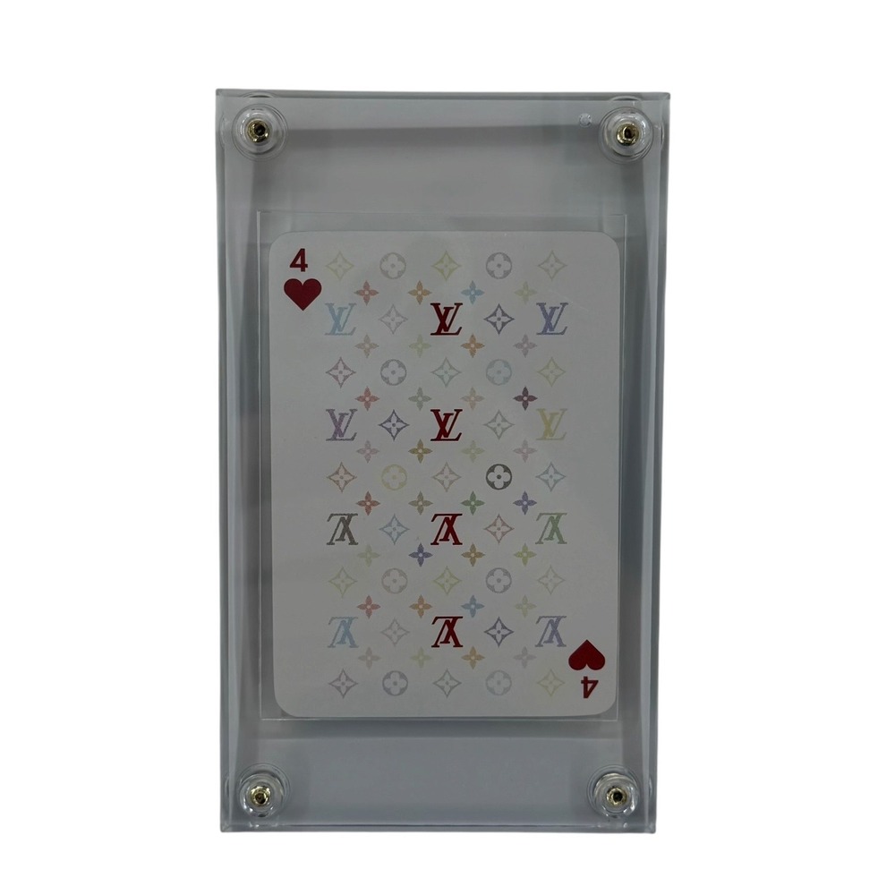 Louis Vuitton Murakami Multicolor Monogram Playing Card 4 of Heart Acrylic Frame
